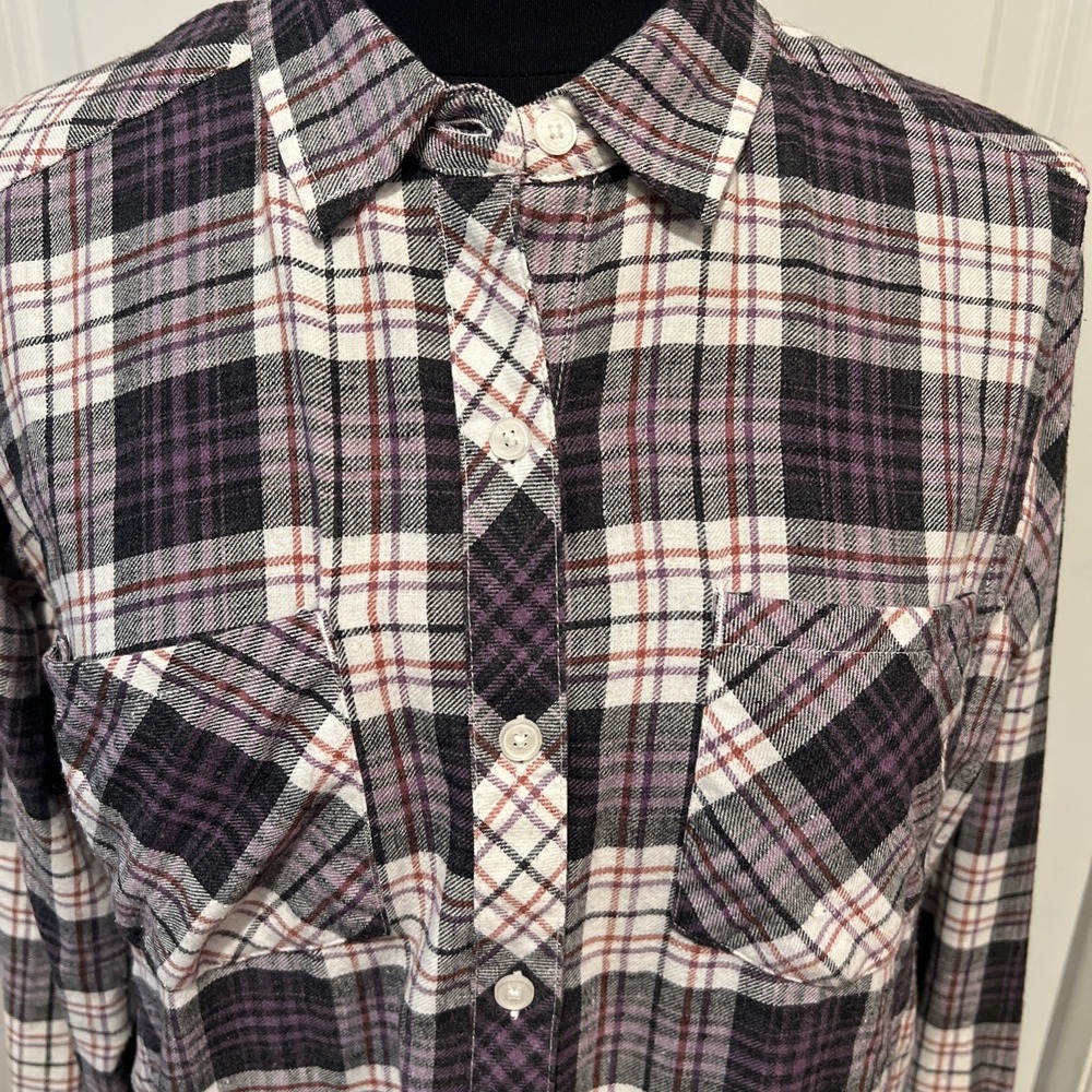 Toad & Co. Women's Long Sleeve Plaid Button Up Shirt Size L‎ Large  Hand Pockets - Picture 2 of 9